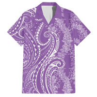 Polynesia Plumeria Lei Hawaiian Shirt Periwinkle Curves Motif LT7 Periwinkle - Polynesian Pride