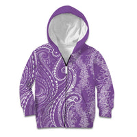 Polynesia Plumeria Lei Kid Hoodie Periwinkle Curves Motif LT7 Zip Hoodie Periwinkle - Polynesian Pride