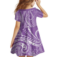 Polynesia Plumeria Lei Kid Short Sleeve Dress Periwinkle Curves Motif LT7 - Polynesian Pride
