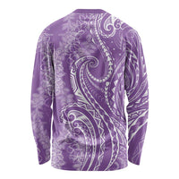 Polynesia Plumeria Lei Long Sleeve Shirt Periwinkle Curves Motif LT7 - Polynesian Pride