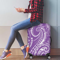 Polynesia Plumeria Lei Luggage Cover Periwinkle Curves Motif