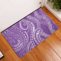 Polynesia Plumeria Lei Rubber Doormat Periwinkle Curves Motif LT7 - Polynesian Pride