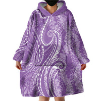 Polynesia Plumeria Lei Wearable Blanket Hoodie Periwinkle Curves Motif LT7 - Polynesian Pride