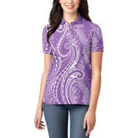 Polynesia Plumeria Lei Women Polo Shirt Periwinkle Curves Motif