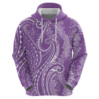 Polynesia Plumeria Lei Zip Hoodie Periwinkle Curves Motif