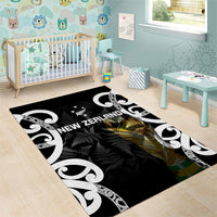New Zealand WC2026 Black Area Rug Silver Fern