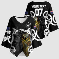 New Zealand WC2026 Custom Black Kimono Sleeve Blouse Silver Fern