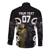 New Zealand WC2026 Custom Black Long Sleeve Button Shirt Silver Fern LT7 - Polynesian Pride