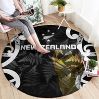 New Zealand WC2026 Black Round Carpet Silver Fern