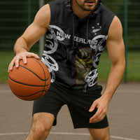 New Zealand WC2026 Custom Black Sleeveless Hoodie Silver Fern
