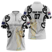 New Zealand WC2026 Custom White Zipper Polo Shirt Silver Fern LT7 - Polynesian Pride