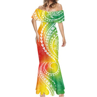 Polynesian Pride Mermaid Dress Turtle Hibiscus Luxury Style - Reggae LT7 - Polynesian Pride