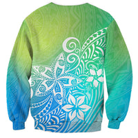 Polynesia Sweatshirt Plumeria Blue Gradient Curves LT7 - Polynesian Pride