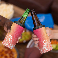 Polynesia 4 in 1 Can Cooler Tumbler Plumeria Pink Gradient Curves