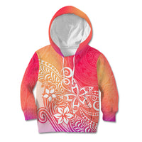 Polynesia Kid Hoodie Plumeria Pink Gradient Curves LT7 Hoodie Pink - Polynesian Pride