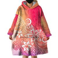 Polynesia Wearable Blanket Hoodie Plumeria Pink Gradient Curves LT7 - Polynesian Pride
