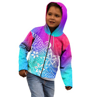 Polynesia Kid Hoodie Plumeria Galaxy Gradient Curves LT7 - Polynesian Pride