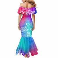 Polynesia Mermaid Dress Plumeria Galaxy Gradient Curves LT7 - Polynesian Pride