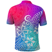 Polynesia Polo Shirt Plumeria Galaxy Gradient Curves LT7 - Polynesian Pride