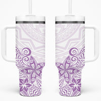 Polynesia Tumbler With Handle Plumeria Lavender Curves