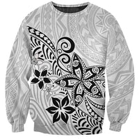 Polynesia Sweatshirt Plumeria White Curves LT7 Unisex White - Polynesian Pride
