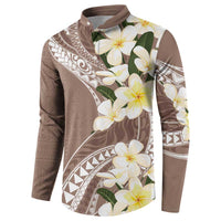 Aloha Hawaii Festive Button Sweatshirt Frangipani Lace Classic - Beige LT7 - Polynesian Pride