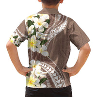 Aloha Hawaii Festive Family Matching Tank Maxi Dress and Hawaiian Shirt Frangipani Lace Classic - Beige