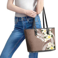 Aloha Hawaii Festive Leather Tote Bag Frangipani Lace Classic - Beige LT7 - Polynesian Pride