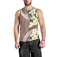 Aloha Hawaii Festive Men Tank Top Frangipani Lace Classic - Beige LT7 - Polynesian Pride