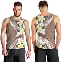 Aloha Hawaii Festive Men Tank Top Frangipani Lace Classic - Beige LT7 - Polynesian Pride