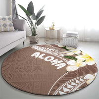 Aloha Hawaii Festive Round Carpet Frangipani Lace Classic - Beige