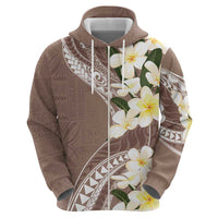 Aloha Hawaii Festive Zip Hoodie Frangipani Lace Classic - Beige