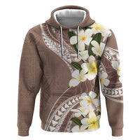 Aloha Hawaii Festive Zip Hoodie Frangipani Lace Classic - Beige