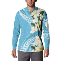 Aloha Hawaii Festive Button Sweatshirt Frangipani Lace Classic - Turquoise LT7 - Polynesian Pride