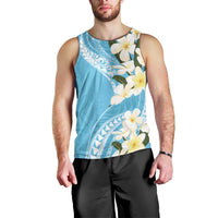 Aloha Hawaii Festive Men Tank Top Frangipani Lace Classic - Turquoise LT7 - Polynesian Pride