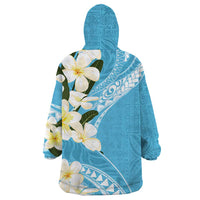 Aloha Hawaii Festive Wearable Blanket Hoodie Frangipani Lace Classic - Turquoise LT7 - Polynesian Pride