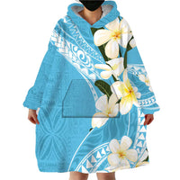 Aloha Hawaii Festive Wearable Blanket Hoodie Frangipani Lace Classic - Turquoise LT7 - Polynesian Pride