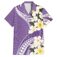 Aloha Hawaii Festive Family Matching Off The Shoulder Long Sleeve Dress and Hawaiian Shirt Frangipani Lace Classic - Lavender