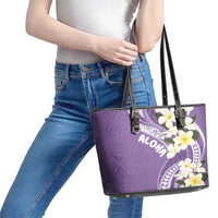 Aloha Hawaii Festive Leather Tote Bag Frangipani Lace Classic - Lavender LT7 - Polynesian Pride
