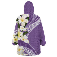 Aloha Hawaii Festive Wearable Blanket Hoodie Frangipani Lace Classic - Lavender LT7 - Polynesian Pride