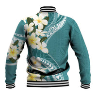 Aloha Hawaii Festive Baseball Jacket Frangipani Lace Classic - Teal LT7 - Polynesian Pride