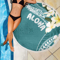 Aloha Hawaii Festive Beach Blanket Frangipani Lace Classic - Teal LT7 - Polynesian Pride