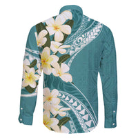 Aloha Hawaii Festive Family Matching Off Shoulder Short Dress and Hawaiian Shirt Frangipani Lace Classic - Teal