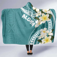 Aloha Hawaii Festive Hooded Blanket Frangipani Lace Classic - Teal LT7 One Size Teal - Polynesian Pride
