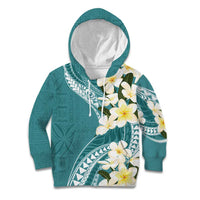 Aloha Hawaii Festive Kid Hoodie Frangipani Lace Classic - Teal