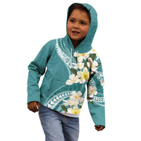 Aloha Hawaii Festive Kid Hoodie Frangipani Lace Classic - Teal