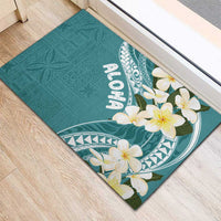 Aloha Hawaii Festive Rubber Doormat - Frangipani Lace Classic Teal LT7 - Polynesian Pride