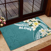 Aloha Hawaii Festive Rubber Doormat - Frangipani Lace Classic Teal LT7 - Polynesian Pride