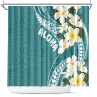 Aloha Hawaii Festive Shower Curtain Frangipani Lace Classic - Teal LT7 Teal - Polynesian Pride