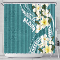 Aloha Hawaii Festive Shower Curtain Frangipani Lace Classic - Teal LT7 - Polynesian Pride